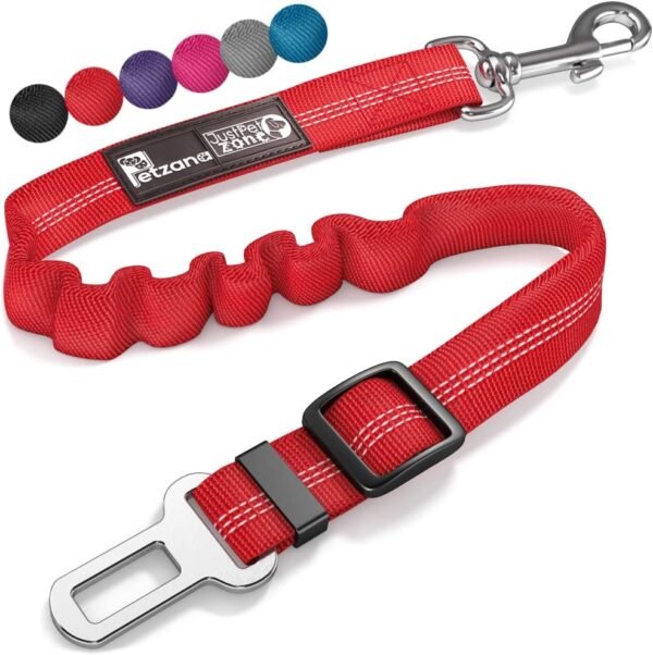 Dog Seat Belt for Car - Adjustable Dog Car Safety Harness, Elastic Anti shock Dog Seat Belt. (Red)