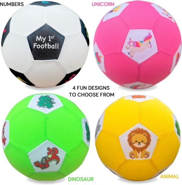 My First Football - Ideal For Toddlers or Kids Soft & Light Size 3 - Dinosaur, Unicorn, Animal or Numbers (Numbers)